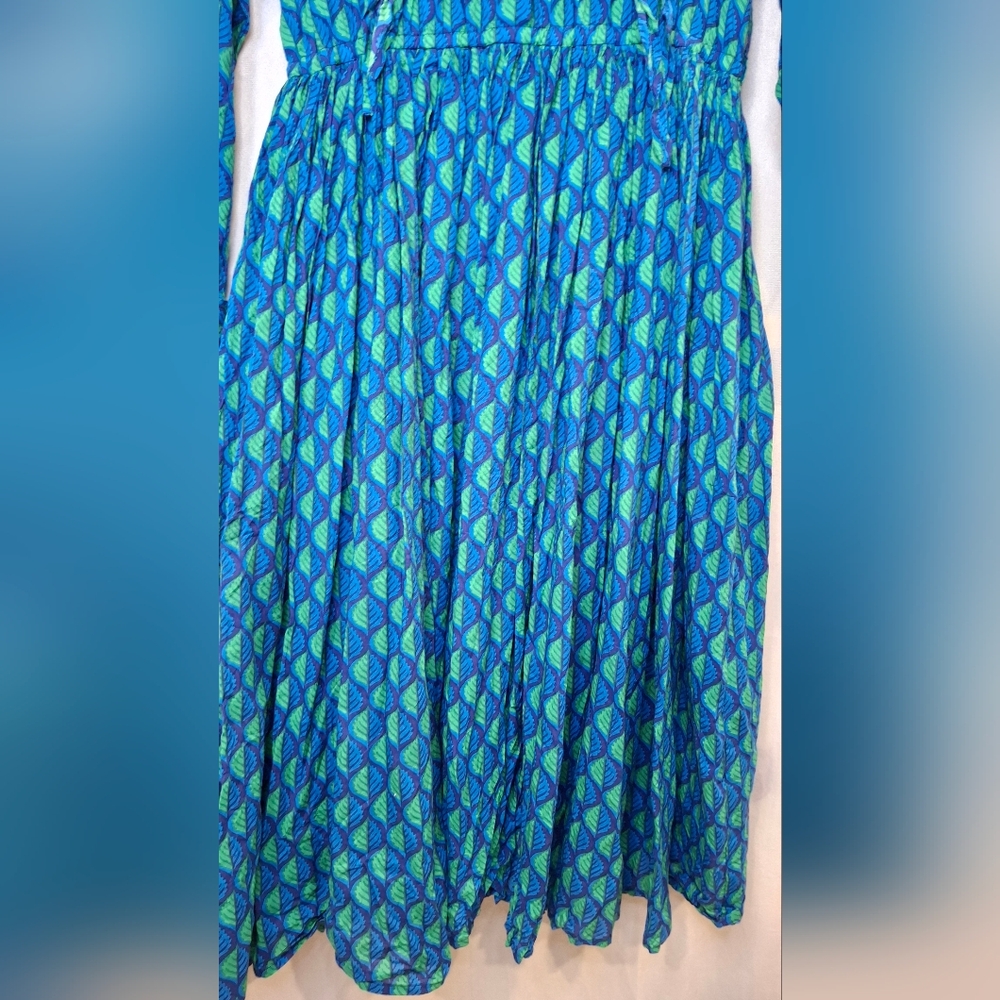 Afrofunkk is Tribal Funkk Blue Green Long Sleeve Dress Size 12 Womens - Picture 3 of 14